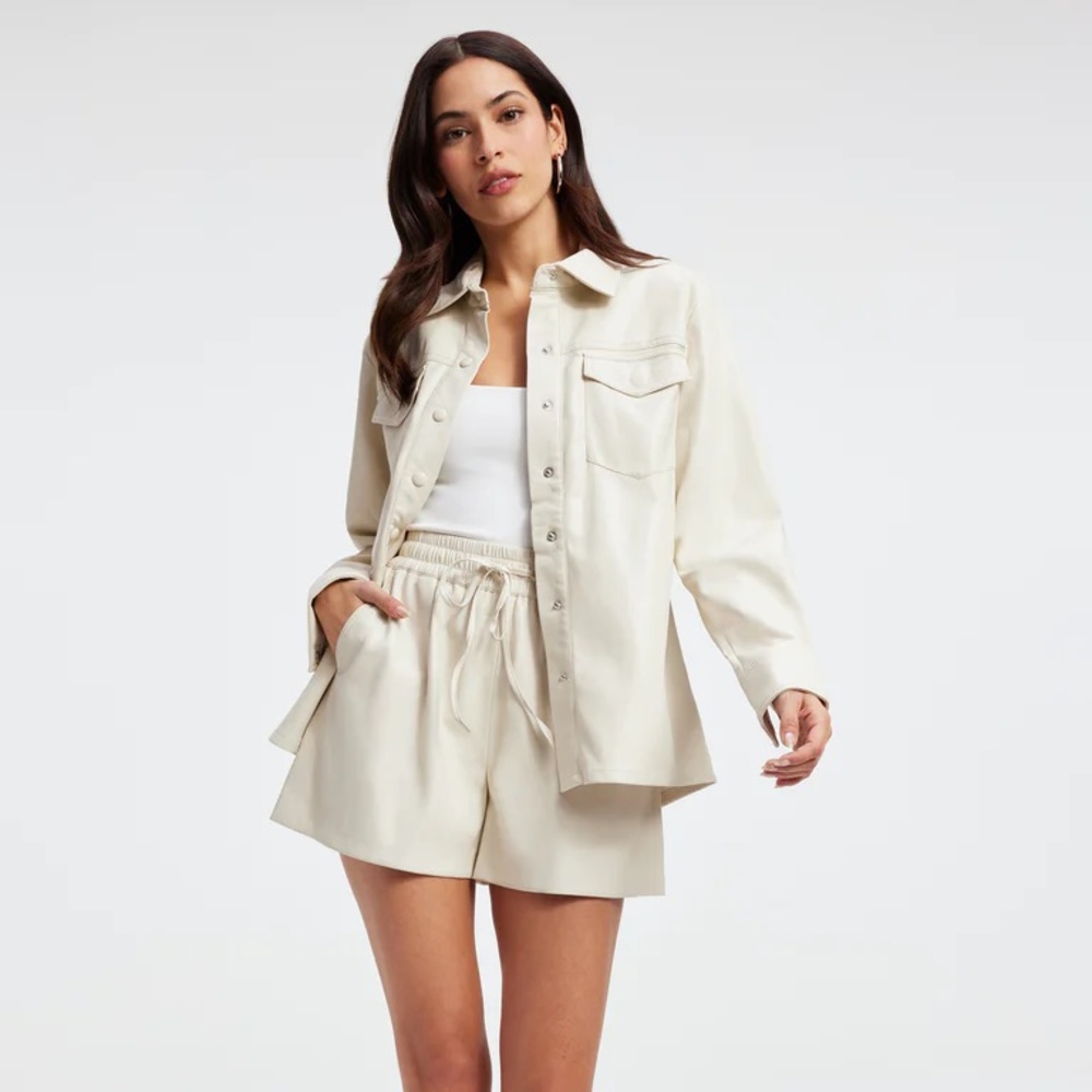Good American Faux Leather Utility Shirt (NWT)